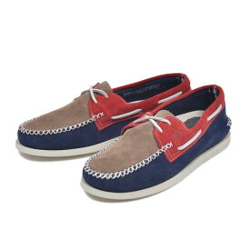 【SPERRY TOPSIDER】 スペリートップサイダー A/O 2-EYE WEDGE SUEDE(W) オーセンティック・オリジナル ウェッジ スウェード STS13164　NAVY/RED