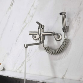 【即納可能】屋外水栓 ペットシャワー 伸ばせるシャワー水栓 混合水栓 洗面蛇口 洗面用混合栓 浴室水栓 屋外水栓 シングルレバー混合水栓 スプレー付き 店舗用水栓 店舗用蛇口 混合水栓 壁付き水栓 蛇口 節水 180度自由回転 冷熱切り替え 取り付け幅70mm-230mm対応