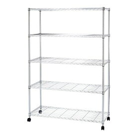 ドウシシャ ルミナス互換 メタルルミナスラック 幅120 5段 スチールラック 収納棚 幅120×奥行46×高さ180cm 全体耐荷重400kg頑丈 キャスター付き 防錆加工 ポール径25mmパーツ対応 業務用 シェルフ キッチン収納EL25-12185