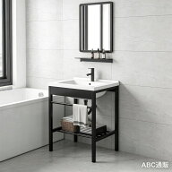 【サイズ 61cm 】洗面台 鏡付き 洗面化粧台 陶器製 洗面ボウル 壁掛け 収納キャビネット 混合水栓防水 組…