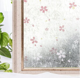 貼るだけで すりガラス レトロガラス 擦りガラス 磨りガラス 目隠し 遮光 断熱 結露防止 目隠しシート 断熱シート CottonColors 何度も貼直せる 窓用フィルム 目隠しフィルム 断熱シート 紫外線カット 90x200cm ガラスフィルム [和紙・桜010]