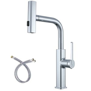 Cooltens キッチン水栓, キッチン蛇口 シングルレバー混合栓 キッチン用混合水栓 キッチン水栓 ワンホール混合栓 シャワーホース引き出し式 水流 3モード 切替可能