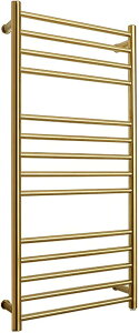 タオルウォーマー、壁掛け、電気ヒーター タオル掛けヒーター、バスルーム 洗面所 浴室用、ステンレス鋼、大型タオル乾燥ラック、ラジエーター【電源供給 コンセント式】【ゴールド】【
