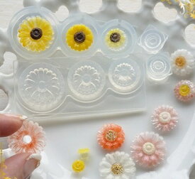 フラワー立体型ガーベラ　花芯型付き　シリコンモールド