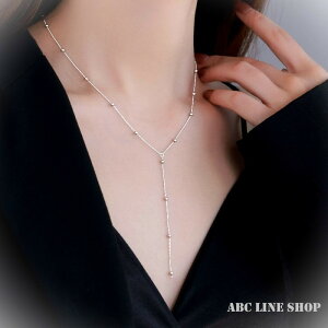ネックレス レディース Y字 シルエット 綺麗 上品 シンプル ロング セーターチェーン 高見え ボールチェーン ファッション 垂れ下がり Y字ネックレス