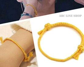 ブレスレット 紐 シンプル 黄色 テテ 調整可能 V イエロー 半袖 アクセサリー 韓国 ミサンガ 夏 お洒落 イエロー メンズ レディース