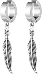 イヤーカフ フェザー 羽根 ピアス穴不要 フェイクピアス 定番 シルバー ブラック 選べる 片耳両耳 ユニセックス