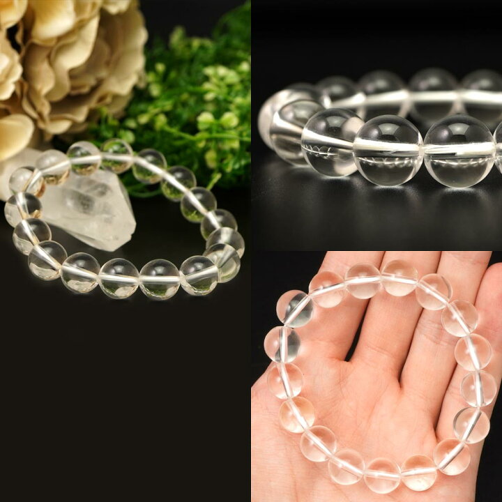 楽天市場】水晶 12mm ブレスレット 丸玉 アクセサリー 内周 約16cm 本  