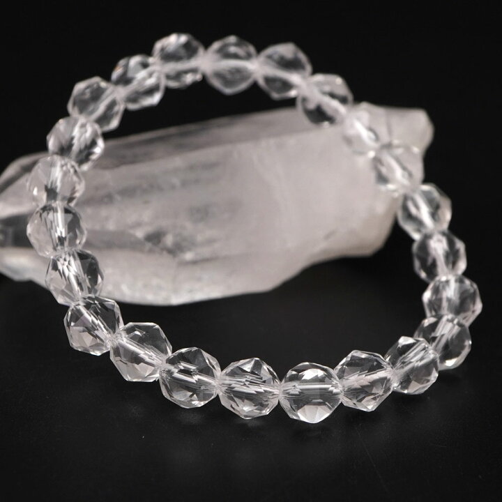 楽天市場】水晶 8mm スターカット ブレスレット アクセサリー 内周 約