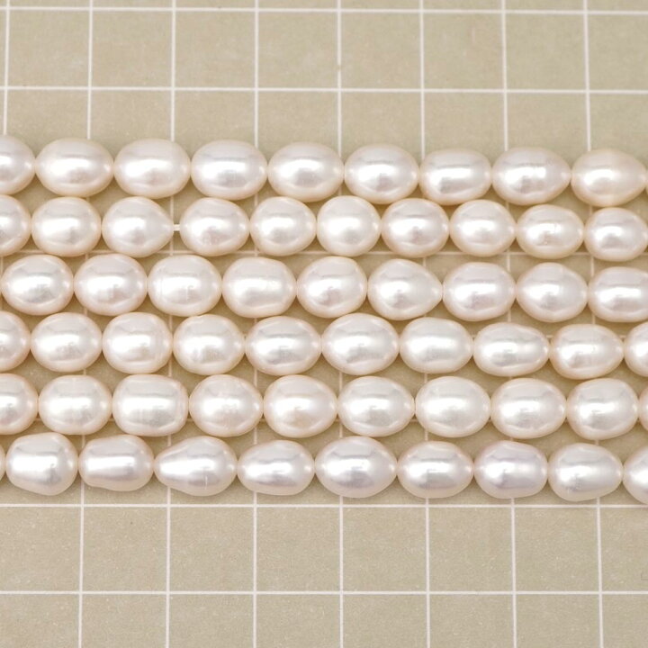 楽天市場】淡水パール 9×7-8×6mm ライス ビーズ 連売り 約35cm 淡水 