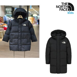 ★配送無料★ THE NORTH FACE NJ3NR50S キッズ NEW PUFFY COAT ロング ダウン コート ふんわり あったか 軽量 撥水 風よけ フード付き 通学 通園 デイリー 防寒 ロゴ ワンポイント シンプル 定番 人気