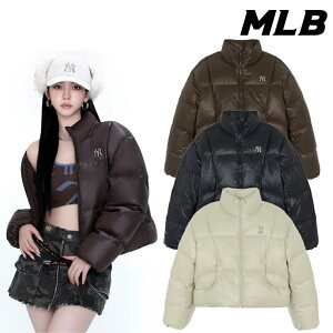���z�������� [MLB KOREA] 3FDJB2056 WOMENS CROPPED GLOSSY CURVED PADDED JACKET 25FW �V�� aespa KARINA���p �I�[�o�[�t�B�b�g ���f�B�[�X �N���b�v�h�� �_�E���W���P�b�g ���� �h�� �y�� �~�R�[�f �f�C���[ �l�C