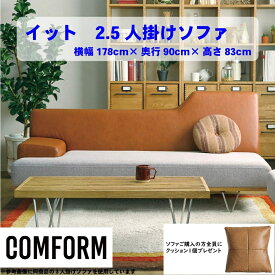 【配送設置無料】【送料無料】関家具 クラッシュ CRASH コンフォーム COMFORM イット IT ソファ SOFA ユーロテック ファブリック 2.5人掛け 2.5P 張地2色 キャニオンBR×ライトグレー色 ロイヤルBK×ダークグレー色 本体張り込み仕様 スチール脚 W178cm×D90cm×H83cm