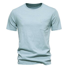 tシャツ メンズ 半袖 夏 ポケットt クルーネック 綿素材 大人気 薄手 ソフト 無地 丸首 カジュアルスタイル インナー トップス