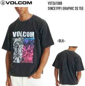 VOLCOM �{���R�� �y SINCE1991 GRAPHIC SS TEE - BLACK �zVST261008 T�V���c �V���c ���[���֑Ή� 2026 S/S