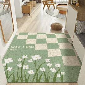 玄関マット ウェルカムマット ドアマット 50x80cm 泥落とし ラバー おしゃれ 屋外 北欧風 インテリア 室内 屋外用ドアマット業務用 エントランスマット グリーン 水洗い 防ダニ インテリアマ