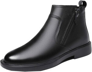 ビジネス ショートブーツ メンズ サイドジッパーブーツ 本革調 ビジネスブーツ 紳士靴 ワークブーツ 大きいサイズ 小さいサイズ サイドジップ 履きやすい 歩きやすい 冠婚葬祭 通勤 オフィ