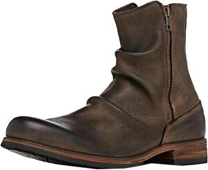 ドレープ ショートブーツ エンジニアブーツ メンズ ブーツ サイドジッパー カジュアルシューズ 紳士靴 ワークブーツ ビジネスブーツ 歩きやすい 滑り止め 大人用 大きいサイズ 革 ローヒー