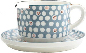 コーヒーマグ、ティーカップマグセラミックコーヒーカップオフィスティーカップホーム朝食カップカップソーサーセット8.5 OZマグのセット、ホットココアマグ(A)