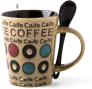 コーヒーマグ、ティーカップ手描きアートセラミックカップホームオフィスコーヒーマグミルクドリンクカップスプーン付き友人、同僚への興味深いギフト/マグカップ350mlセット、ホットコ