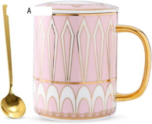 コーヒーマグ、ティーカップセラミックカップルマグホームドリンクカップアフタヌーンティーカップコーヒーカップ蓋付きスプーン11.8OZマグのセット、ホットココアマグ(G)