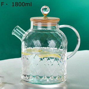 麦茶ポット 冷水筒 冷蔵庫ポット ガラスピッチャー 耐熱ガラス 1.8L 大容量 急熱急冷可能 直火対応 蓋付き ドリンクボトル 透明 広口設計 洗いやすい コーヒー フルーツティー 水差し 使いや