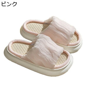 スリッパ リネン レディース ホームスリッパ 厚底 クッション性 室内履き替え むれない 涼感 滑り止め 静音 歩きやすい 抗菌衛生 和風 お洒落 夏用 屋内外用 新築用ルームシューズ