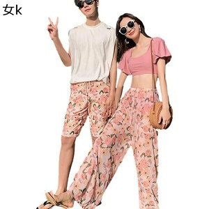 ペアルック カップル ご夫婦 水着 タンキニ レディース 水陸両用 速乾 通気 サーフパンツ ボート 可愛い 花柄 ぽわん袖 ビーチ プール用 プレゼント 夏 オシャレ エレガント セクシー