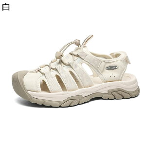 サンダル マジックテープ スエード メンズ ストラップ ビーチサンダル 透かし彫り 引き紐 歩きやすい 外履き 軽量 速乾 ビーサン 水陸両用 四節適用 ウォーターシューズ トレッキング 彼氏