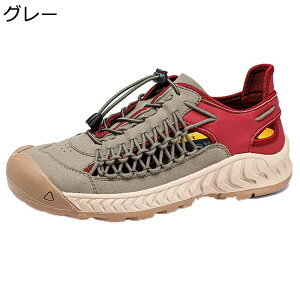 スポーツサンダル スニーカー 手作り メンズ アウトドアサンダル メッシュ 編み込み 結ばない靴紐 通気性 蒸れない 大きいサイズ カジュアル サンダル ウォーキング 登山 運転靴 通気性 ス