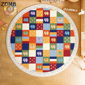 プレイマット 円形 子供部屋マット 夏用 遊べる パッチワーク カラフル 遮音 転倒防止 子供用カーペット 防ダニ 防カビ おしゃれ 小学校 保育園 プレイルーム 冷房対策 洗える デスクマット