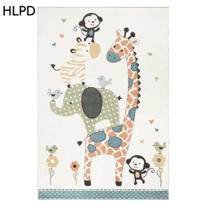 キッズラグ プレイマット 子供用カーペット 敷物 キリン柄 動物 かわいい 大判 デスクマット 防音 転倒防止 防湿 床保護 北欧風 遊べる 知育 キッズルーム 幼稚園 保育園 冷房対策 洗える