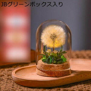 ソープフラワー 妻 たんぽぽ ガラスドーム お見舞い 母の日 フラワーブーケ 石?フラワー 開店祝い 送別 退職 LEDライト付き ドライフラワー風 プレゼント テーブル ホーム フェイクフラワー