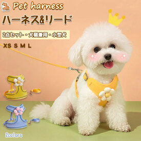 ペット用ハーネス＆リードセット 犬 ハーネス 小型犬 猫 中型犬 おしゃれ 犬用 胴輪 負担が少ない 犬具 ダブルロック メッシュ 抜けにくい犬具 簡単装着イヌ ドッグ お出かけ 散歩 外出 ドッグ 通院 災害 避難 ペット 服 牽引ロープ付き