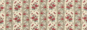 【Moda モダ】Le Beau Papillon-13869-12(2D-01) ベージュ アイボリー レッド系 赤 花柄 植物柄 ストライプ アンティーク フレンチジェネラル コットン100% シーチング 110cm幅【10cm単位販売】