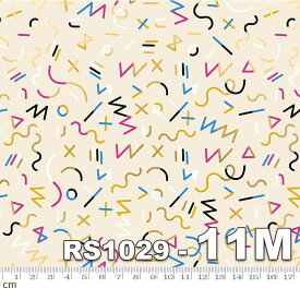 【Moda モダ】Reign-RS1029-11M(メタリック加工)(3A-02) ベージュ系 ホワイト系 パープル系 イエロー系 ブルー系 ブラック系 ゴールドラメ カラフル 記号柄 コットン100% シーチング ruby star ルビースター【10cm単位販売】