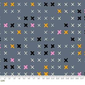 【Moda モダ】Spooky Darlings-RS5072-13(2E-08) グレー ねずみ色 記号柄 ばってん バツ ハロウィン Halloween コットン100％ シーチング ruby star ルビースター【10cm単位販売】