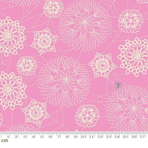 【Moda モダ】Spooky Darlings-RS5076-13M(メタリック加工)(2E-08) ピンク 桃色 花柄 レース柄 くもの巣 蜘蛛 クモ ハロウィン Halloween コットン100% シーチング ruby star ルビースター【10cm単位販売】