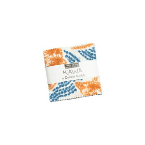 【Moda モダ】Kawa-48080MC(42枚) 約6.5cm×6.5cm ブルー ホワイト グレー 藍染風 幾何学模様 和柄 プレカット カットクロス 生地サンプル コットン100% シーチング