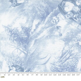 【Moda モダ】Blizzard Blues-33670-11(2E-07) スカイブルー系 ホワイト系 植物柄 サンタクロース トナカイ柄 冬 クリスマス柄 コットン100％ シーチング【10cm単位販売】
