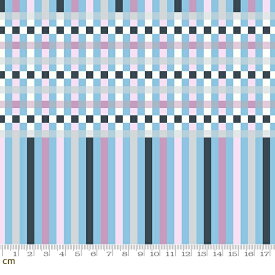 【クーポン最大500円OFF！】Petunia-3052-14(3F-16) パープル系 スカイブルー系 ストライプ チェック ポップ コットン100% シーチング ruby star ルビースター【10cm単位販売】