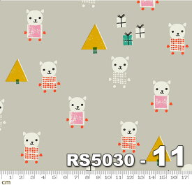 【Moda モダ】Flurry-RS5030-11(2E-03)グレー系 ベージュ系 動物柄 アイテム柄 クリスマス 冬 ルビースター コットン100％ シーチング【10cm単位販売】