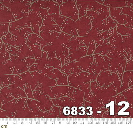 【Moda モダ】Warm Winter Wishes-6833-12(2A-02) ブラウン系 緑色 木の枝 木の実 植物 クリスマス コットン100% シーチング【10cm単位販売】