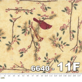 【クーポン最大500円OFF！】Cardinal Reflections Flannels-6640-11F(フランネル)(M-03) ベージュ系 ブラウン系 レッド系 クリスマス柄 植物柄 コットン100%【10cm単位販売】