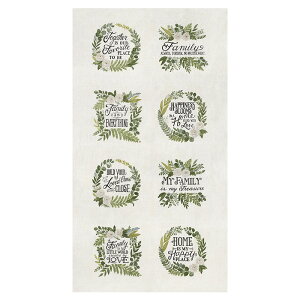 【Moda モダ】Happiness Blooms-パネル(1P 約 55cm)-56050-11(3B-02)(2F-14) ホワイト系 グリーン系 英字柄 花柄 薔薇 コットン100% シーチング