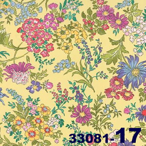 【Moda モダ】Regent Street Lawns 2015-33081-17(ローン生地)(3B-01) イエロー系 ピンク系 花柄 ボタニカル ファンシー コットン100%【10cm単位販売】