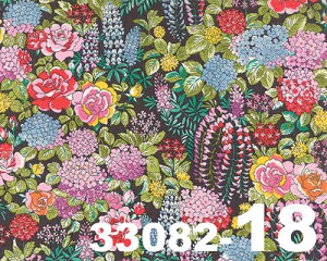 【Moda モダ】Regent Street Lawns 2015-33082-18(ローン生地)(3B-01) ブラック系 ピンク系 花柄 ボタニカル ファンシー コットン100%【10cm単位販売】