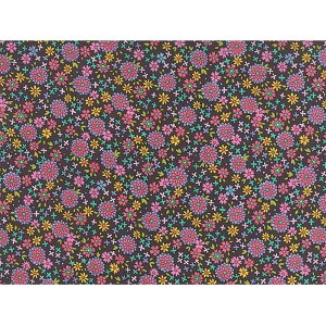 【Moda モダ】Regent Street Lawns 2015-33083-17(ローン生地)(3B-01) ブラック系 ピンク系 小花柄 ボタニカル ファンシー コットン100%【10cm単位販売】