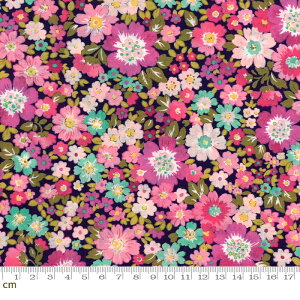 【Moda モダ】Regent Street Lawns 2016-33192-17(ローン生地)(2C-03) ネイビー系 ピンク系 花柄 ファンシー コットン100%【10cm単位販売】