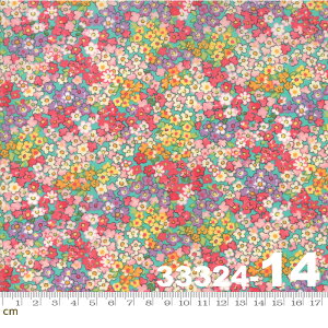 【Moda モダ】Regent Street Lawns 2018-33324-14(ローン生地)(2C-03) ターコイズ系 ピンク系 小花柄 花畑 ファンシー コットン100%【10cm単位販売】